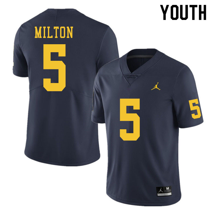 Youth #5 Joe Milton Michigan Wolverines College Football Jerseys Sale-Navy